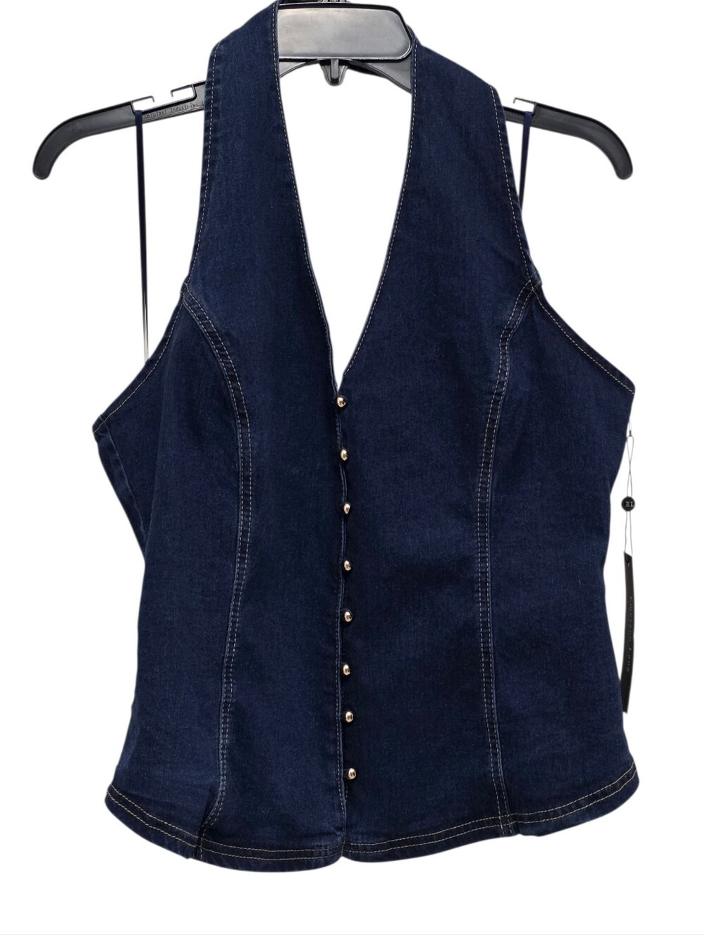 Emerson Lang Denim Buttons Down Halter Top Size XL